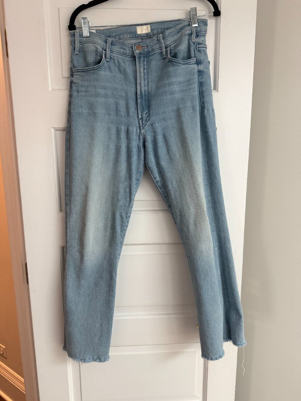 Mother Denim Jeans The Hustler Ankle Fray Light Wash Cutting Class